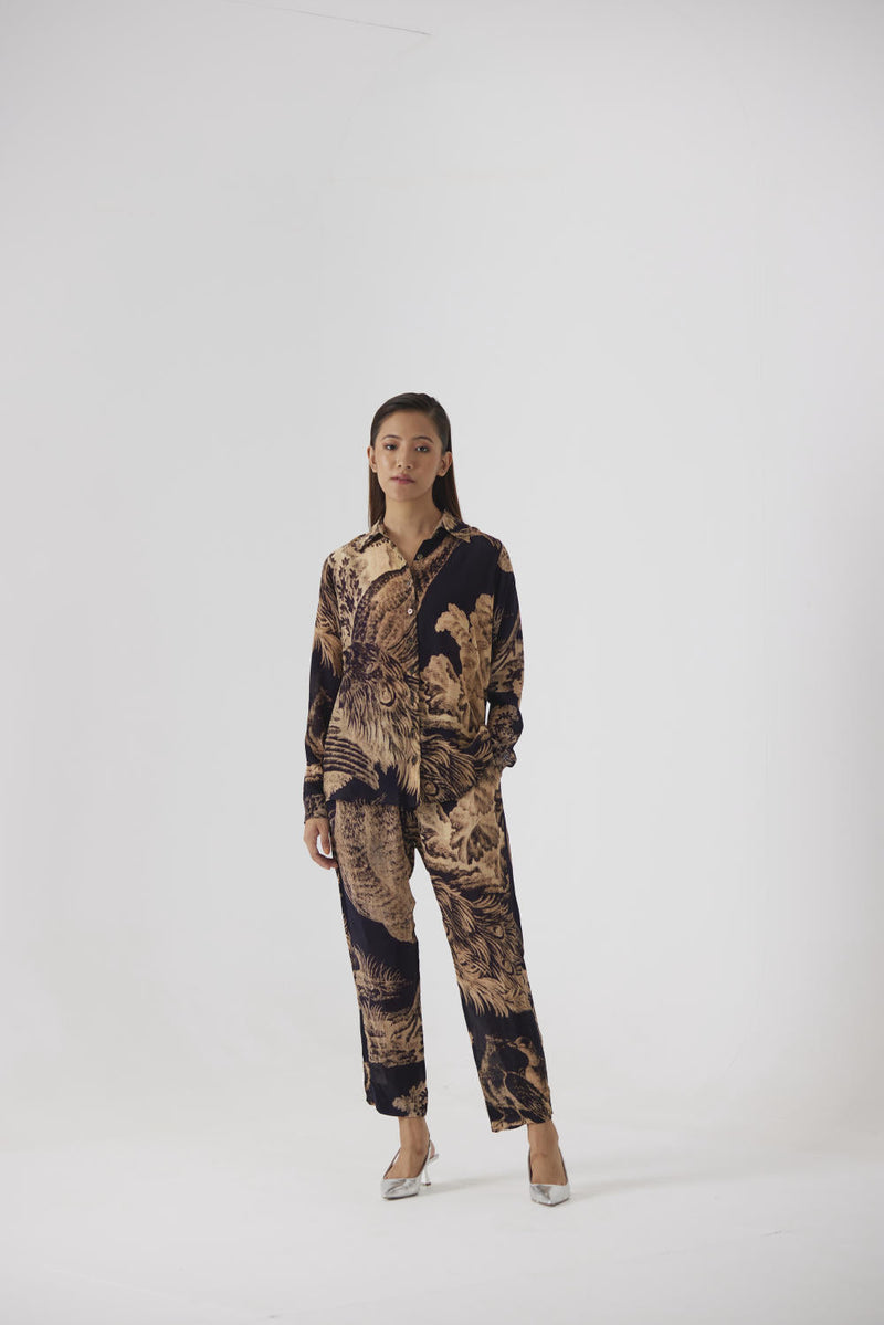 NAVY MORNI CO-ORD SET by Yam in navy color for women Worldwide