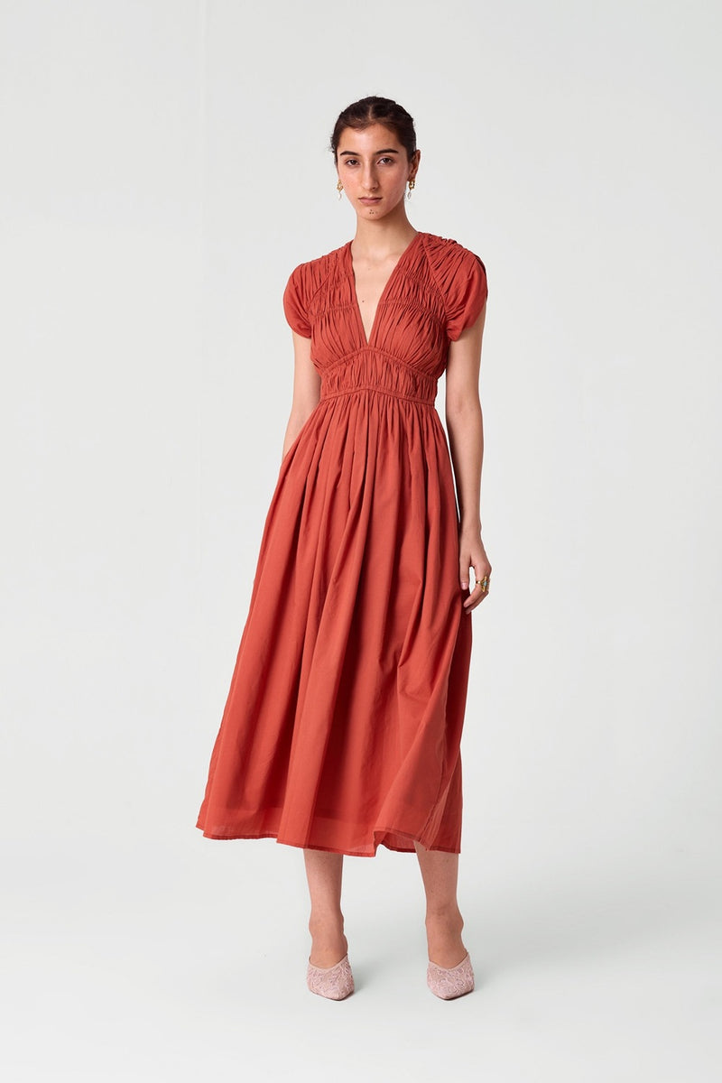 Neepa Terracotta Ruched Dress