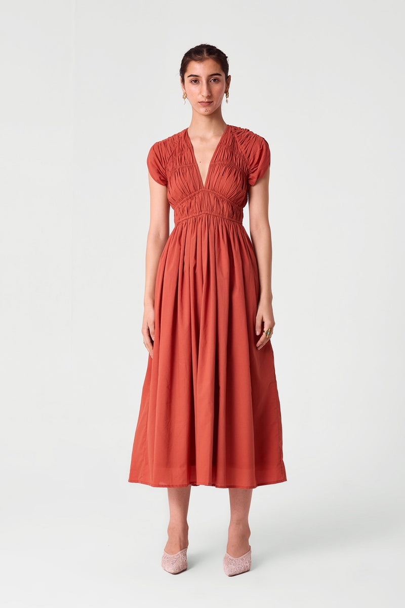 Neepa Terracotta Ruched Dress