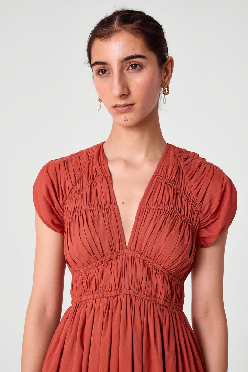 Neepa Terracotta Ruched Dress