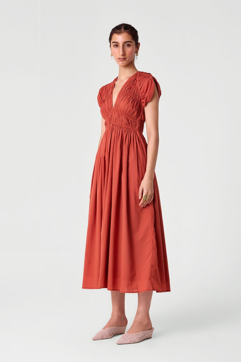 Neepa Terracotta Ruched Dress