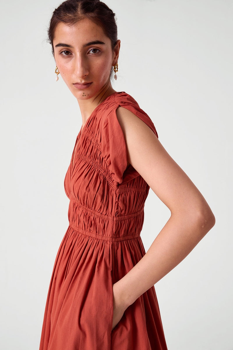 Neepa Terracotta Ruched Dress
