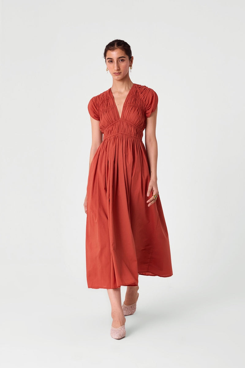 Neepa Terracotta Ruched Dress