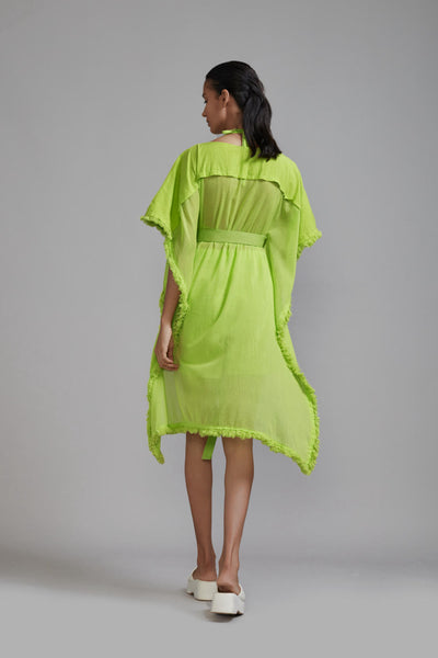 Neon Green Fringed Kaftan Co-Ords Set (3 PCS)