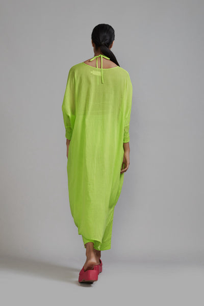 Neon Green Smocked Cowl Tunic