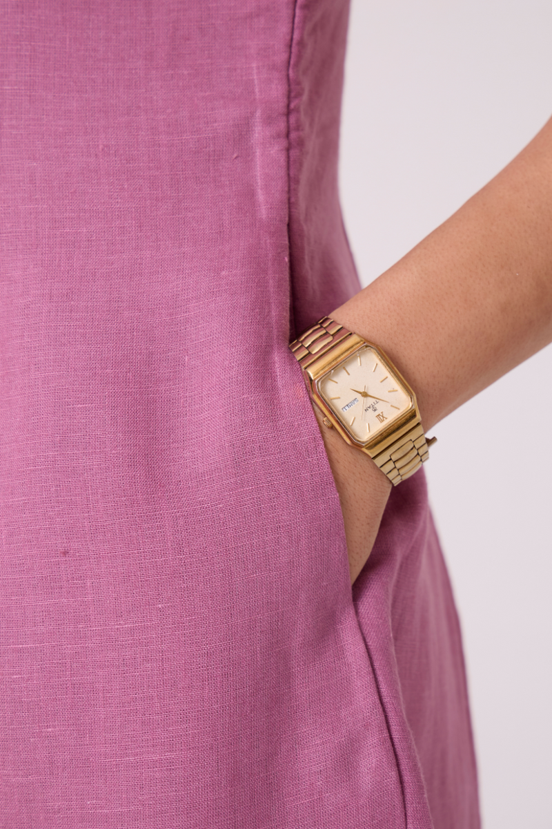 Nimal Lilac Embroidered Dress all linen by The Summer House for women Worldwide