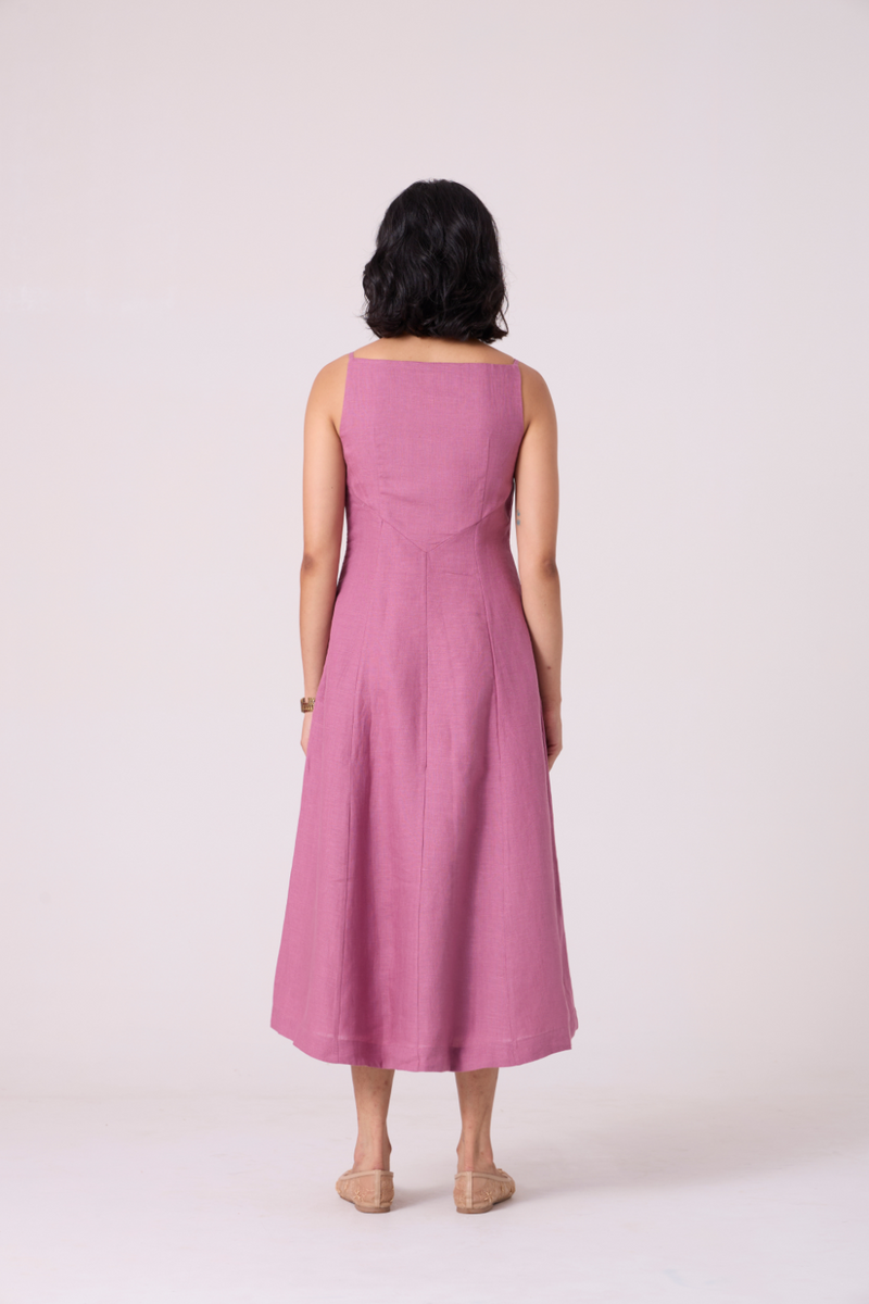 Nimal Lilac Embroidered Dress all linen by The Summer House for women Worldwide