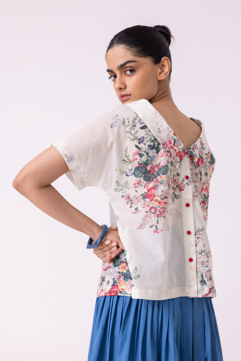 Nora Floral Printed Top cotton by The Summer House for women Worldwide