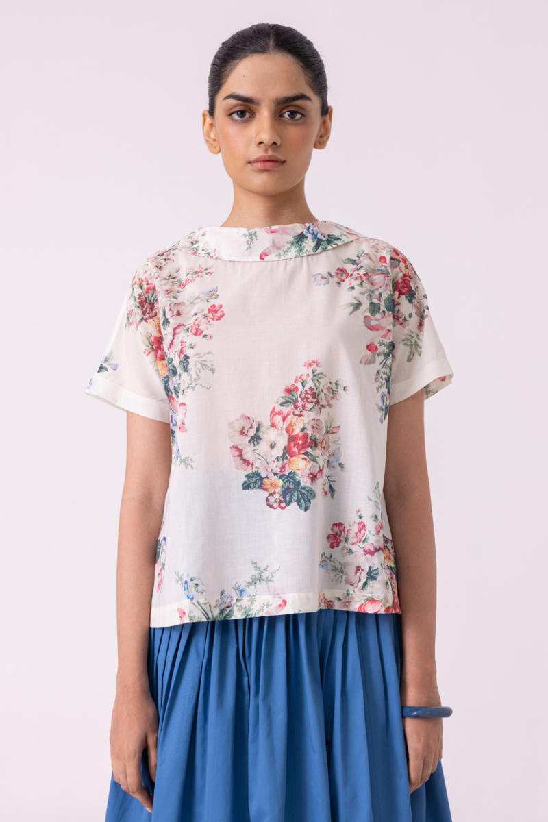 Nora Floral Printed Top cotton by The Summer House for women Worldwide