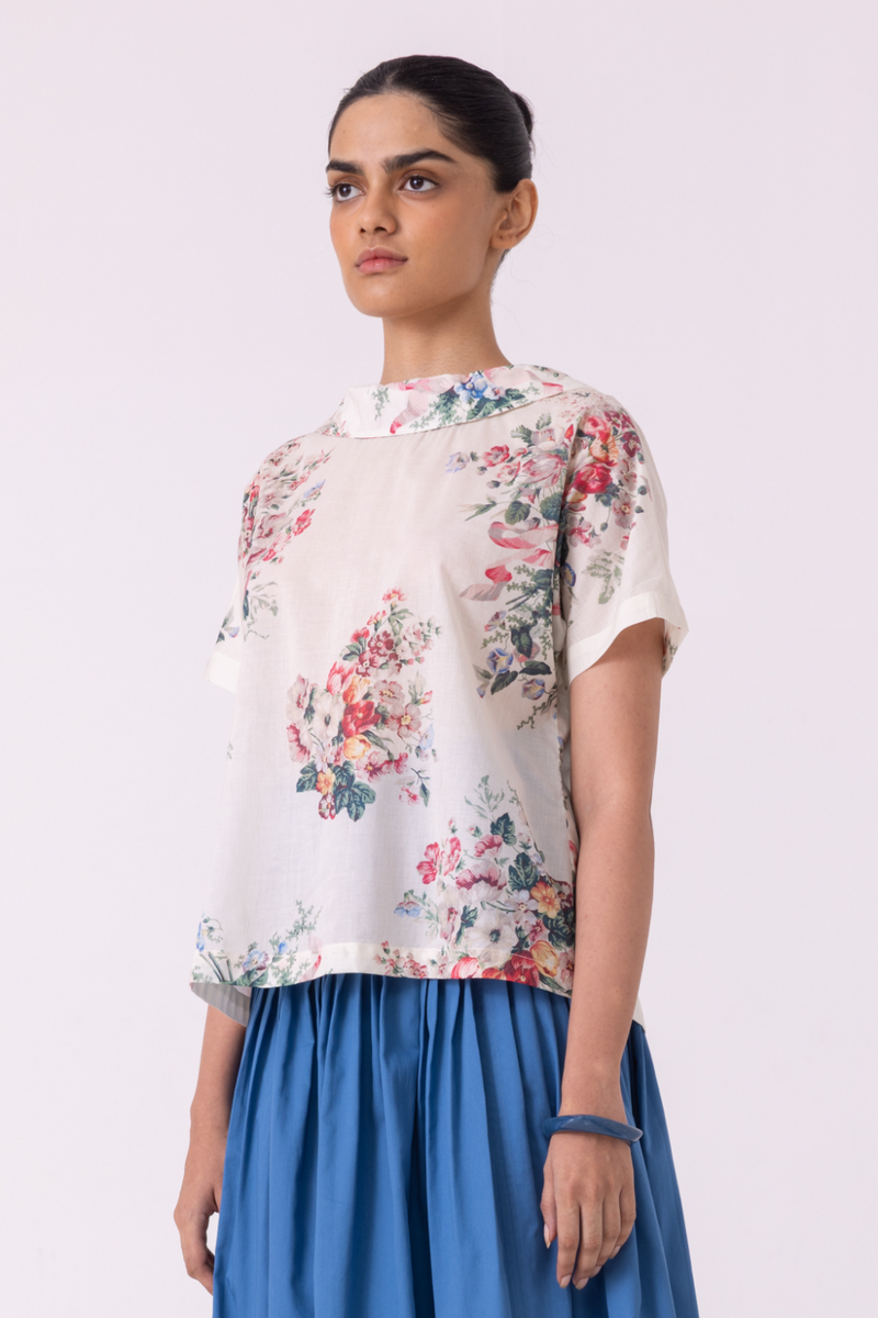Nora Floral Printed Top cotton by The Summer House for women Worldwide