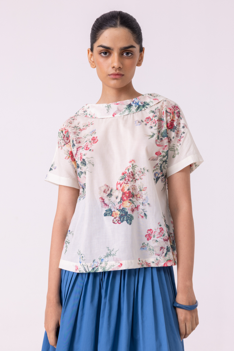 Nora Floral Printed Top cotton by The Summer House for women Worldwide