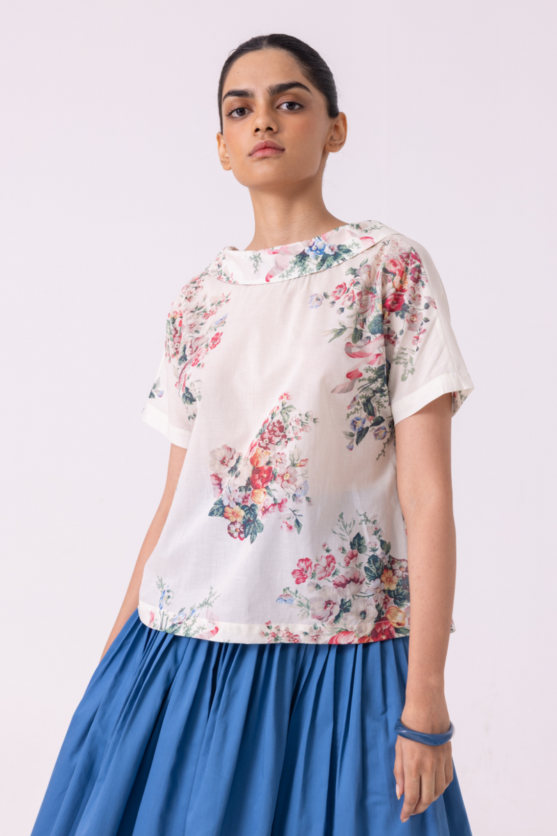 Nora Floral Printed Top cotton by The Summer House for women Worldwide