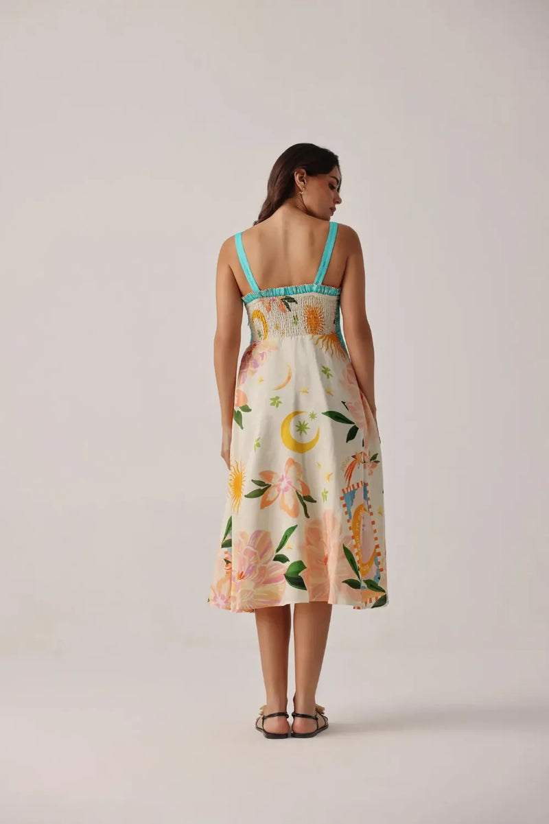 Nora Midi - Azure all linen by NOIB for women Worldwide