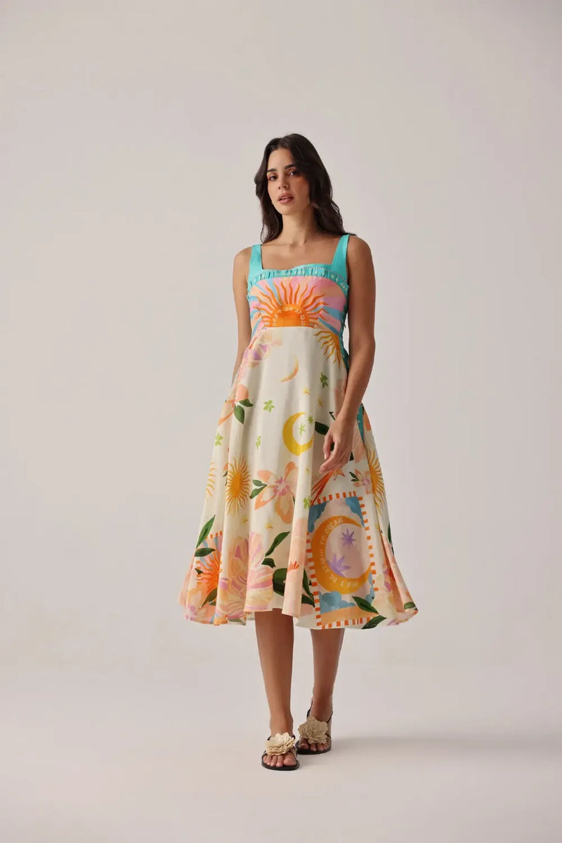 Nora Midi - Azure all linen by NOIB for women Worldwide
