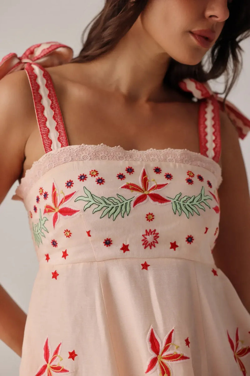 Nora Midi - Peach all linen by NOIB for women Worldwide