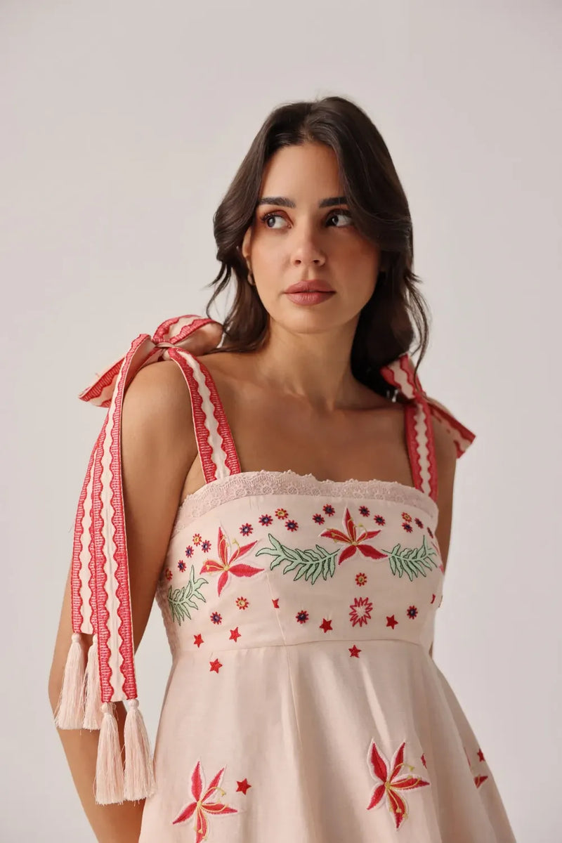 Nora Midi - Peach all linen by NOIB for women Worldwide