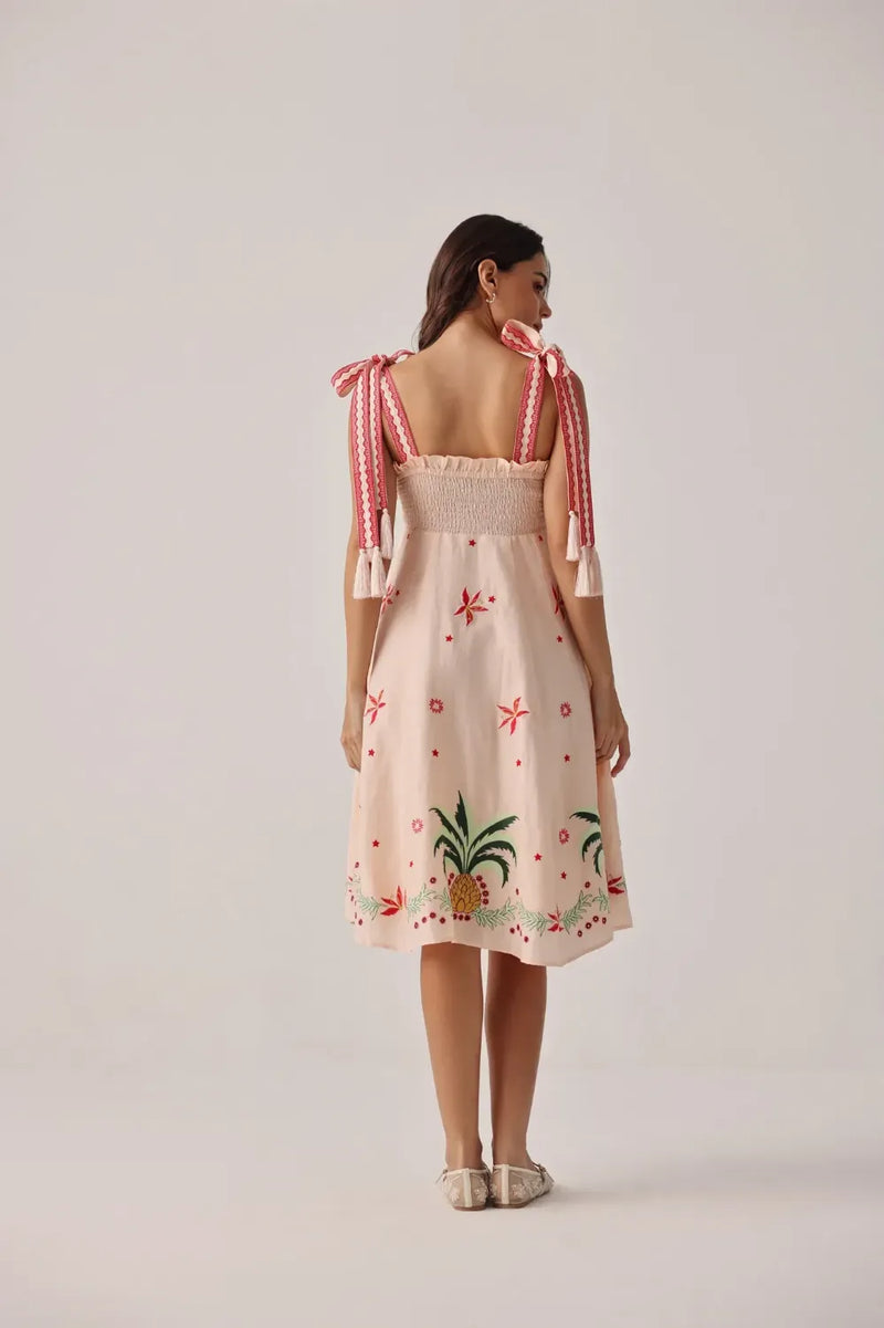 Nora Midi - Peach all linen by NOIB for women Worldwide