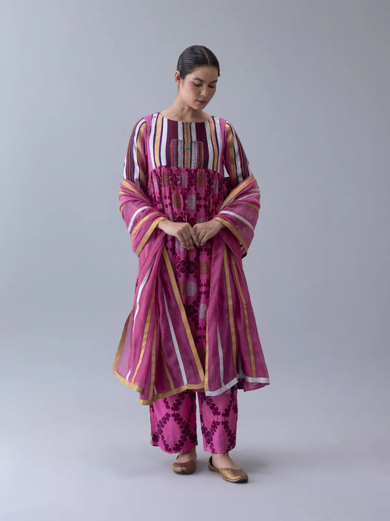 Norbu Kurta-Pink by Shades of India in pink color for women Worldwide