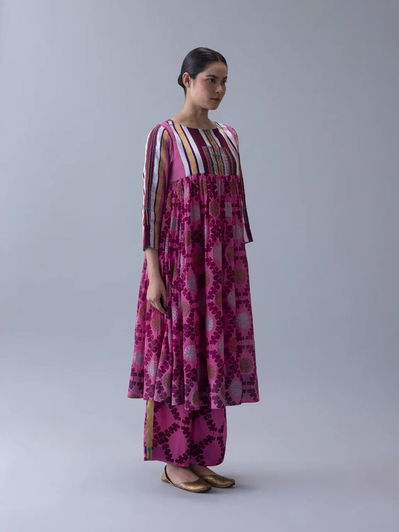 Norbu Kurta-Pink by Shades of India in pink color for women Worldwide