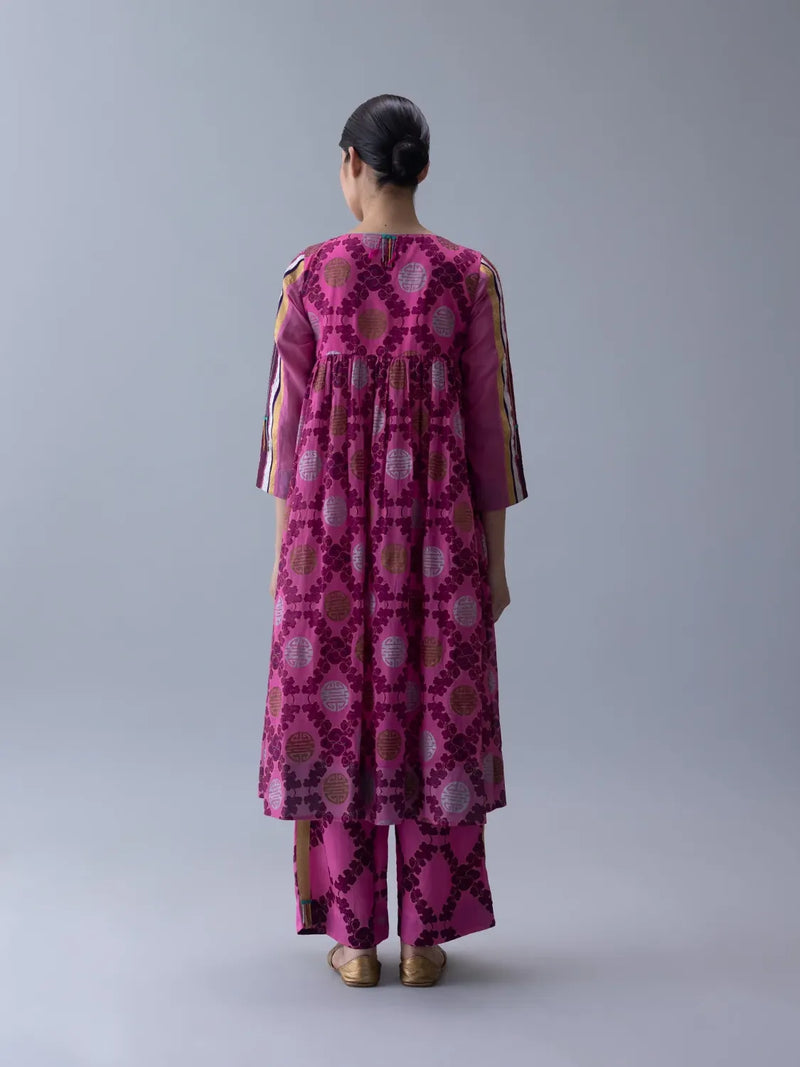 Norbu Kurta-Pink by Shades of India in pink color for women Worldwide