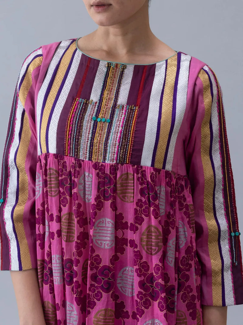 Norbu Kurta-Pink by Shades of India in pink color for women Worldwide