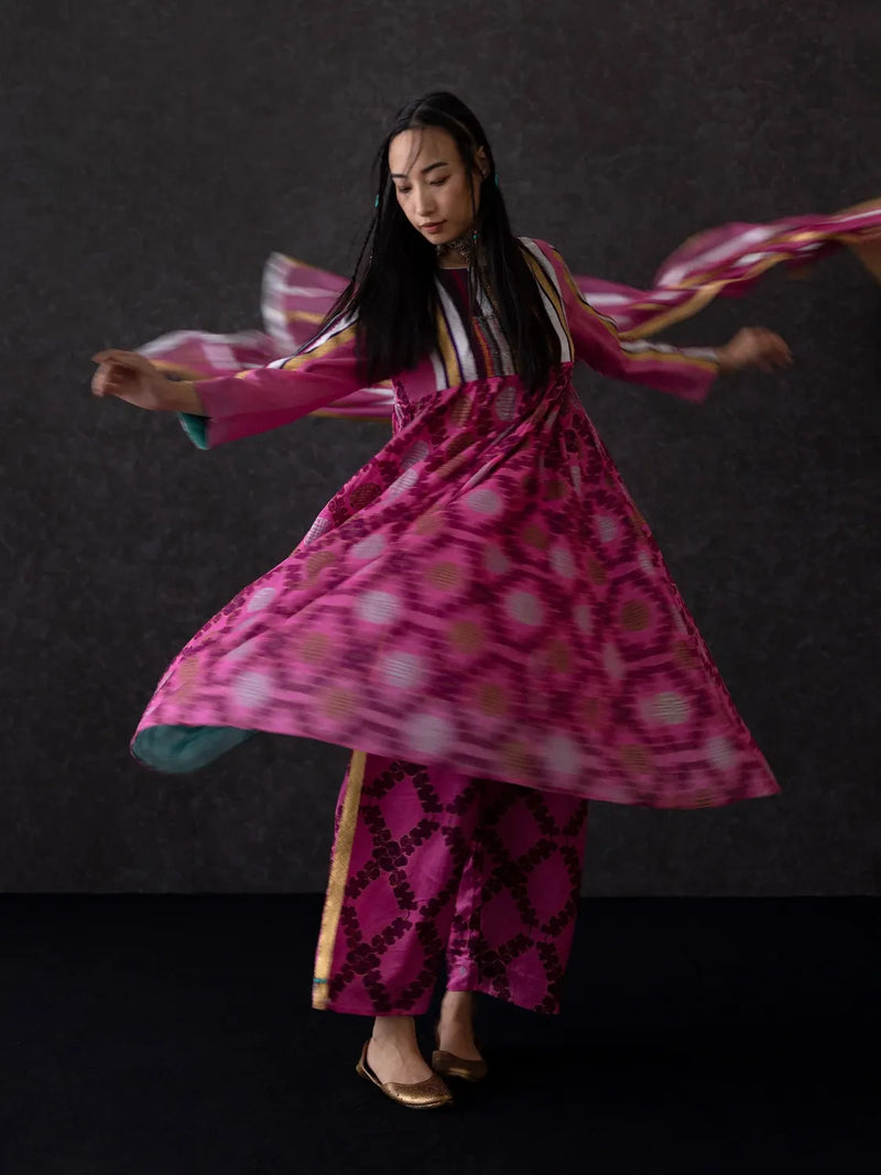 Norbu Kurta-Pink by Shades of India in pink color for women Worldwide