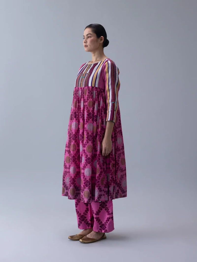 Norbu Kurta-Pink by Shades of India in pink color for women Worldwide