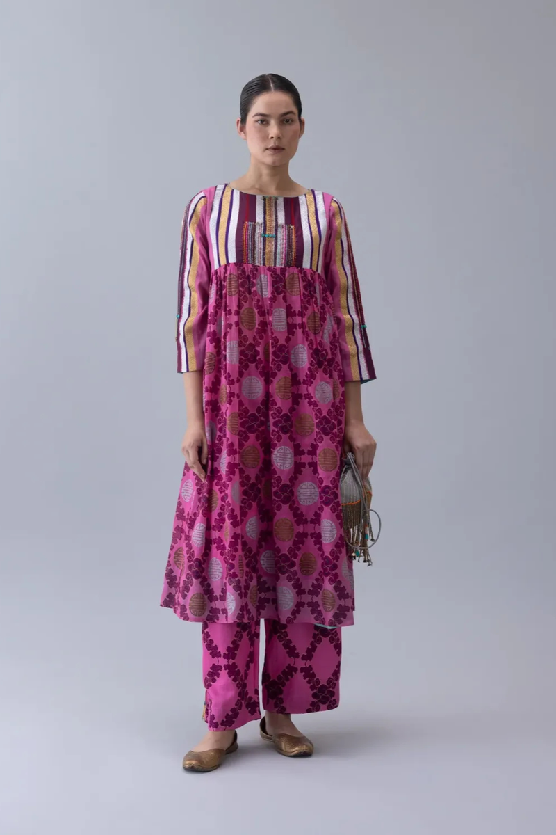 Norbu Kurta-Pink by Shades of India in pink color for women Worldwide