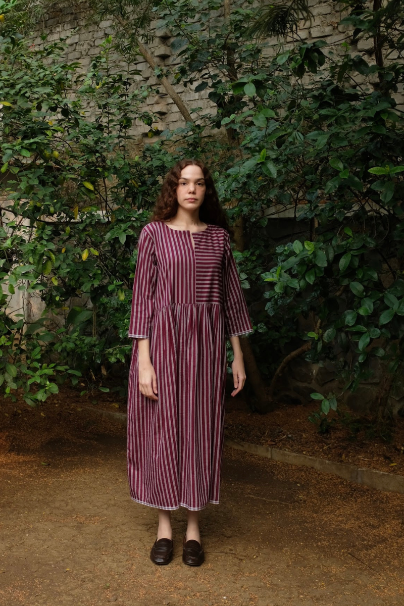 Nori - Wine Stripes silk by MASON AND MILL for women Worldwide
