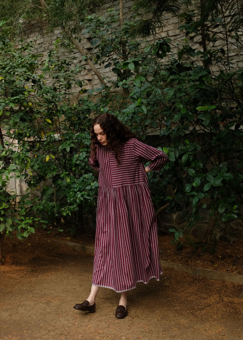 Nori - Wine Stripes silk by MASON AND MILL for women Worldwide