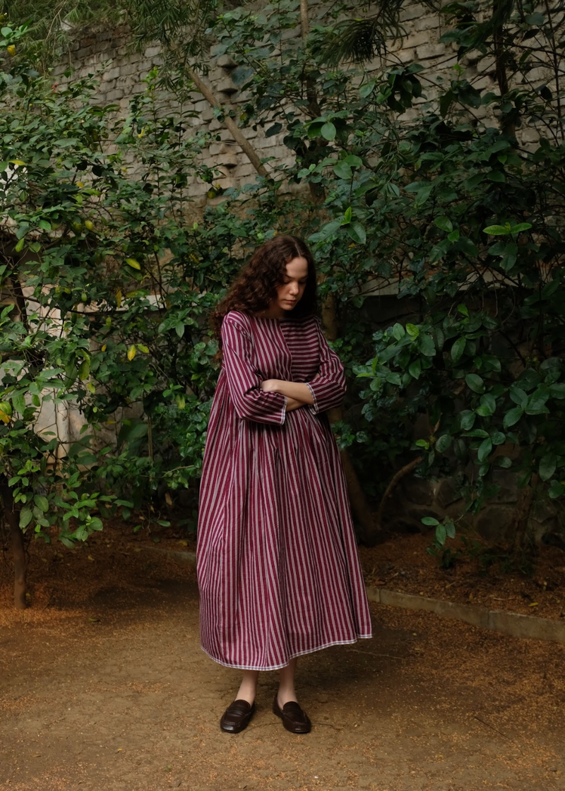 Nori - Wine Stripes silk by MASON AND MILL for women Worldwide