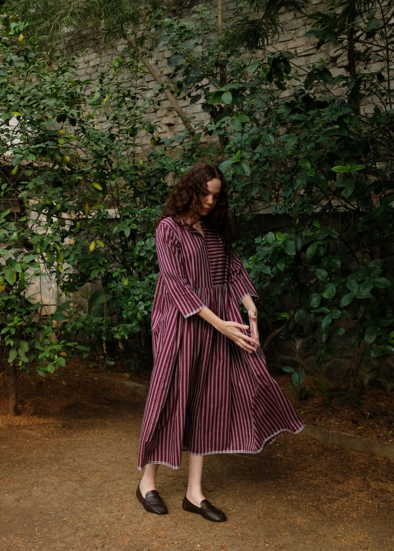 Nori - Wine Stripes silk by MASON AND MILL for women Worldwide