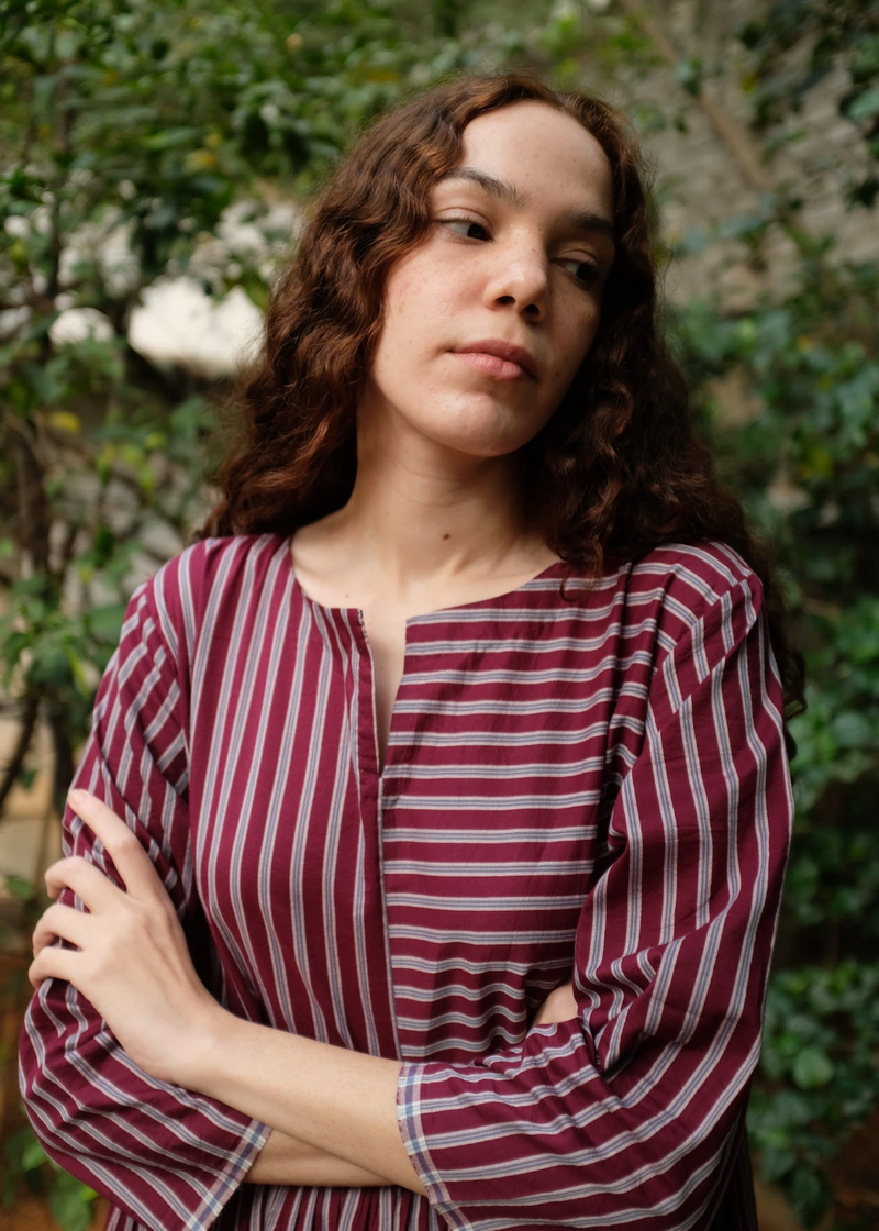 Nori - Wine Stripes silk by MASON AND MILL for women Worldwide