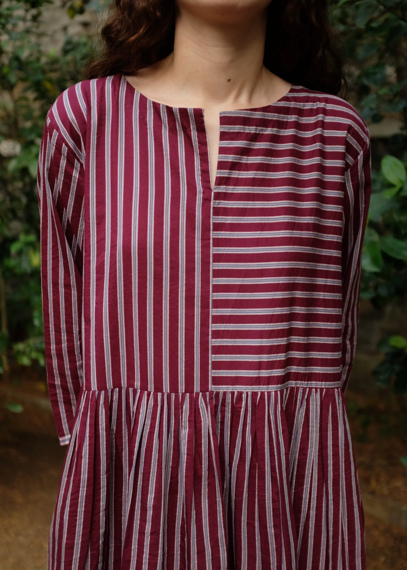 Nori - Wine Stripes silk by MASON AND MILL for women Worldwide