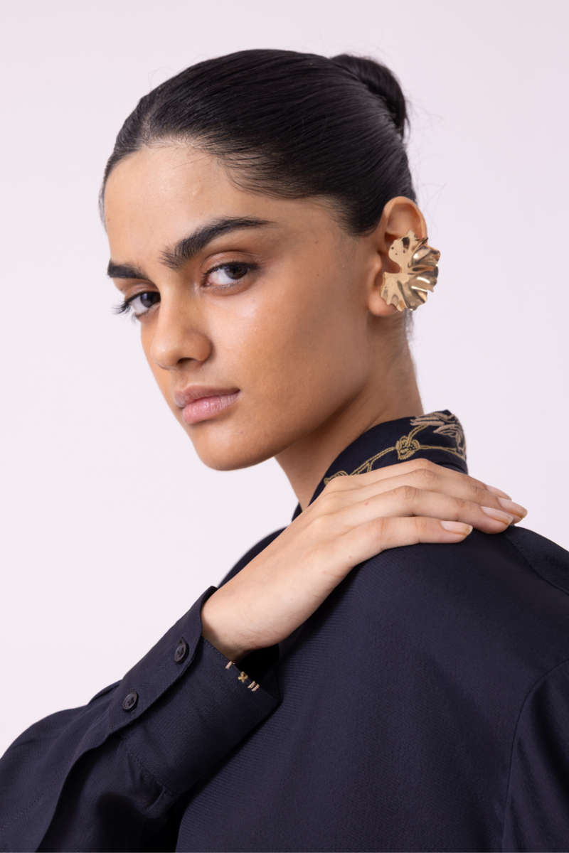 Norris Black Embroidered Shirt cotton by The Summer House for women Worldwide