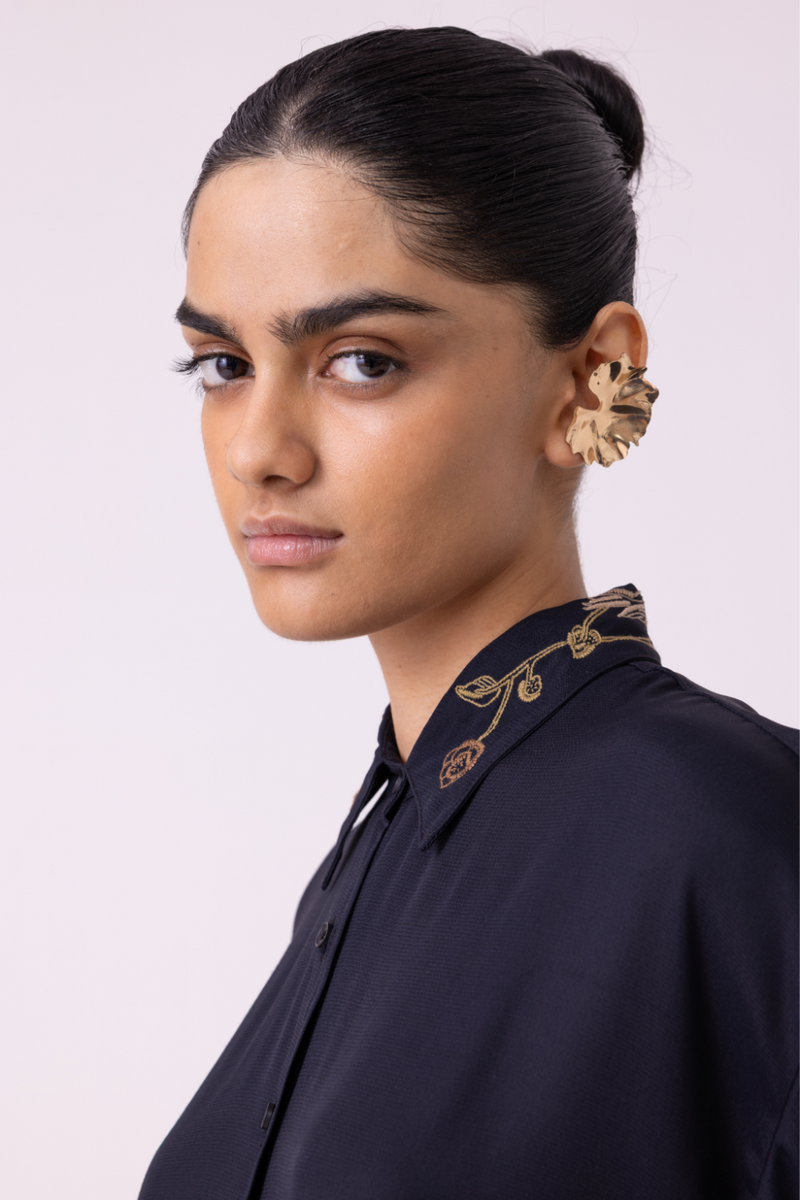 Norris Black Embroidered Shirt cotton by The Summer House for women Worldwide