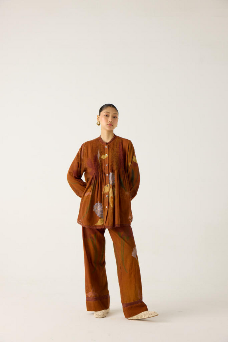 NOVA SET-FOLIAGE (NOVA TOP + LACE PANTS) cotton by CORD in multi for women Worldwide