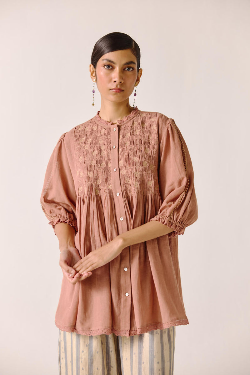 Nova top-Peach Anaar Emb cotton by CORD for women Worldwide