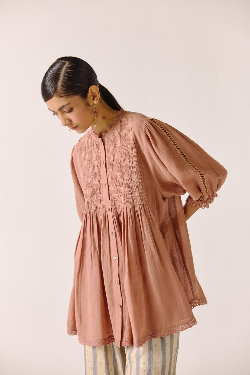 Nova top-Peach Anaar Emb cotton by CORD for women Worldwide