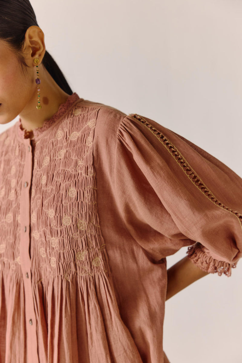 Nova top-Peach Anaar Emb cotton by CORD for women Worldwide