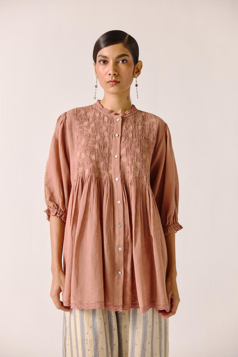 Nova top-Peach Anaar Emb cotton by CORD for women Worldwide