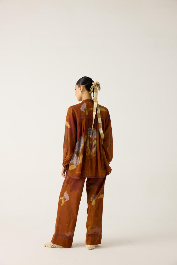 NOVA SET-FOLIAGE (NOVA TOP + LACE PANTS) cotton by CORD in multi for women Worldwide
