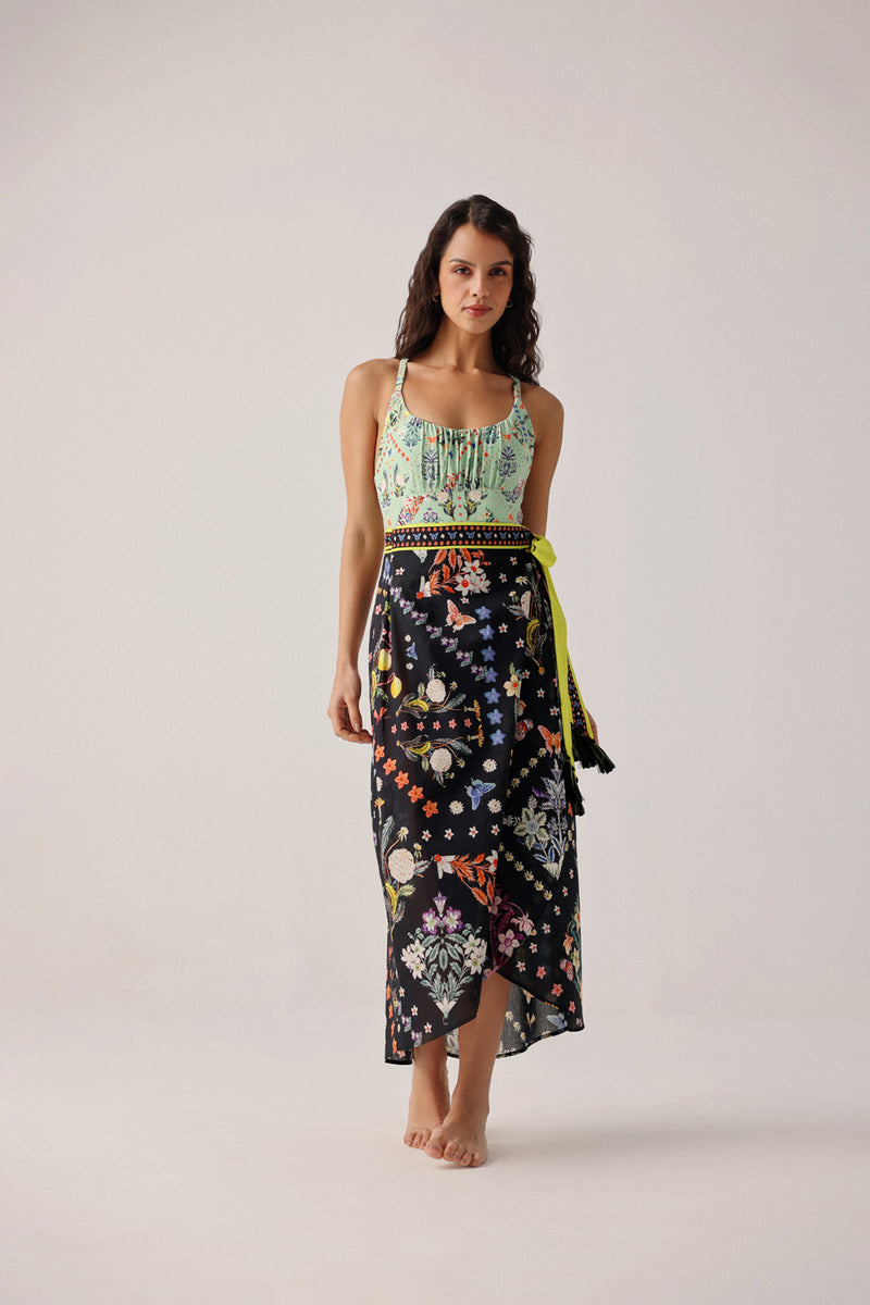 Nua Pareo-Prairee cotton voile resort wear by NOIB in black for women Worldwide
