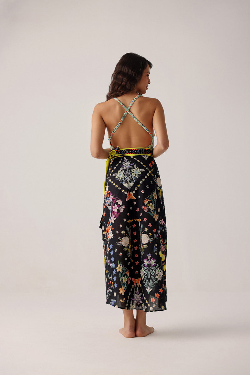 Nua Pareo-Prairee cotton voile resort wear by NOIB in black for women Worldwide