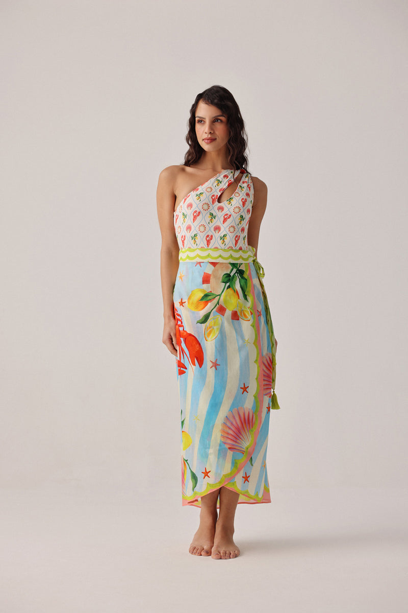 Nua Pareo-Summer Zest cotton voile resort wear by NOIB in blue for women Worldwide