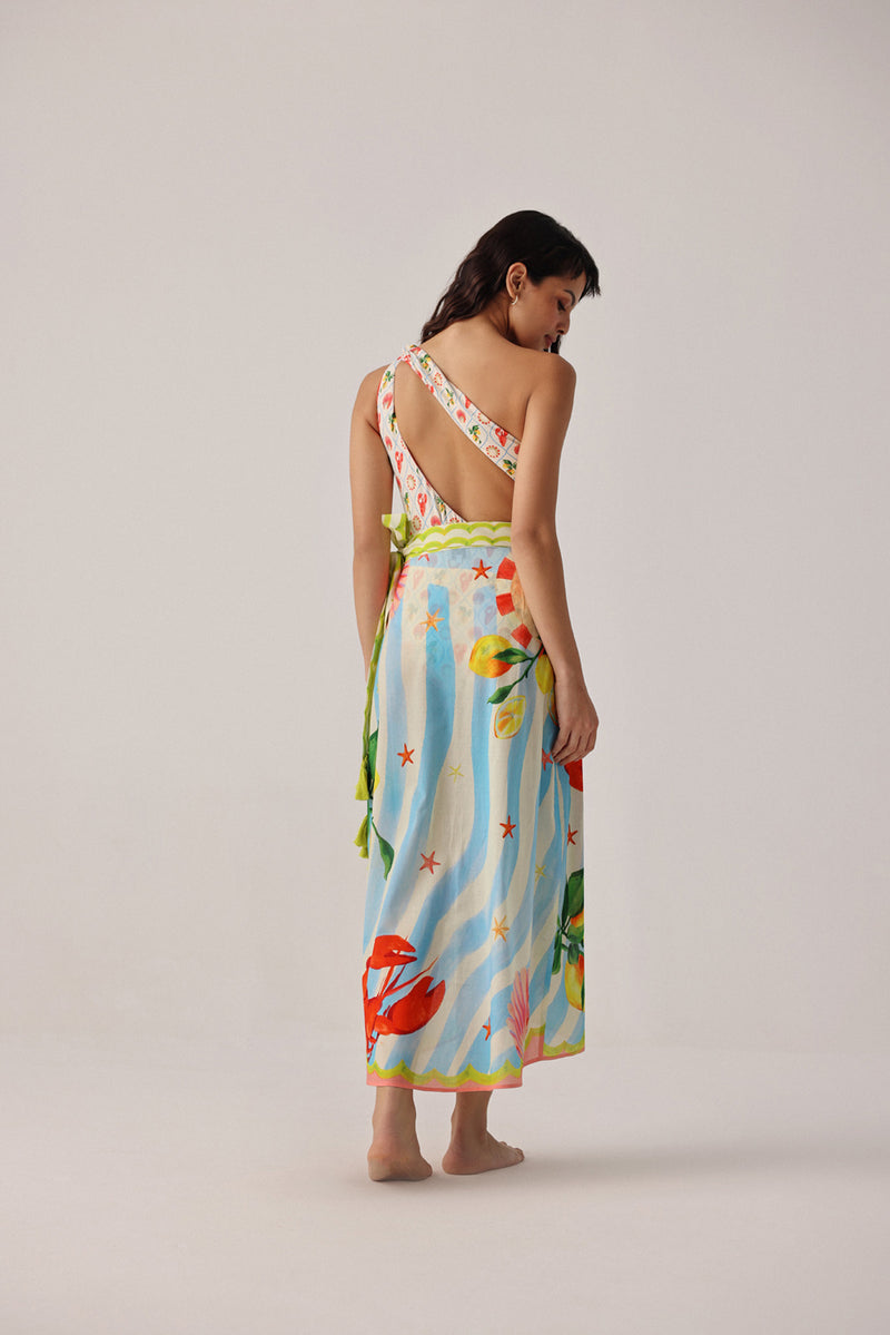 Nua Pareo-Summer Zest cotton voile resort wear by NOIB in blue for women Worldwide