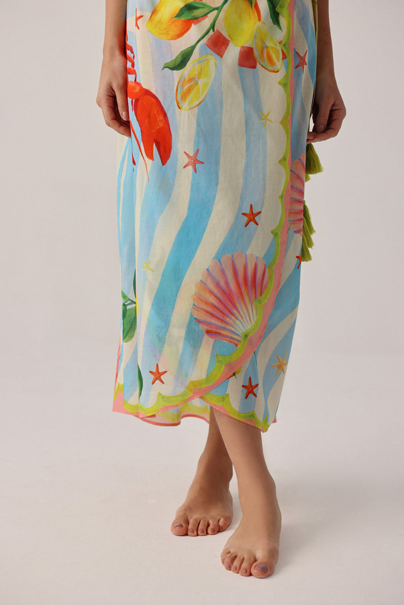 Nua Pareo-Summer Zest cotton voile resort wear by NOIB in blue for women Worldwide
