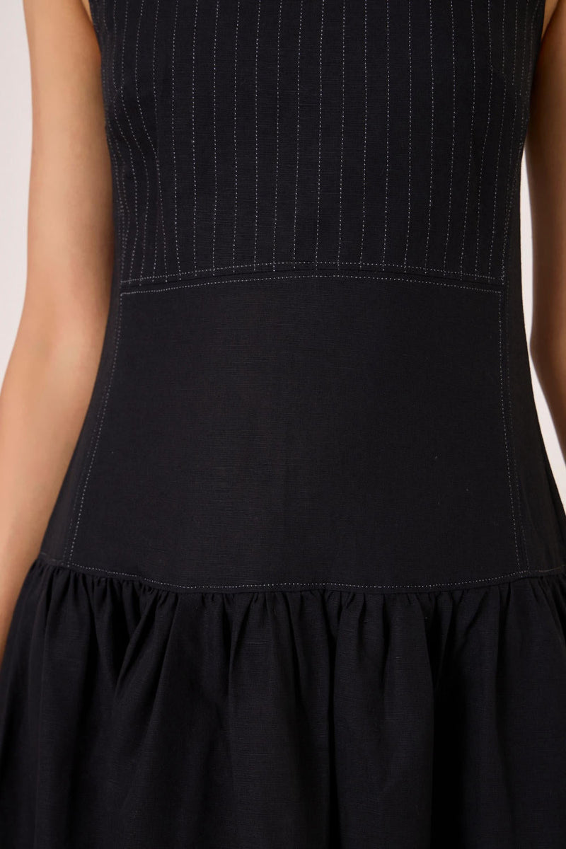 Nuwan Black Quilted Dress cotton by The Summer House in black color for women Worldwide
