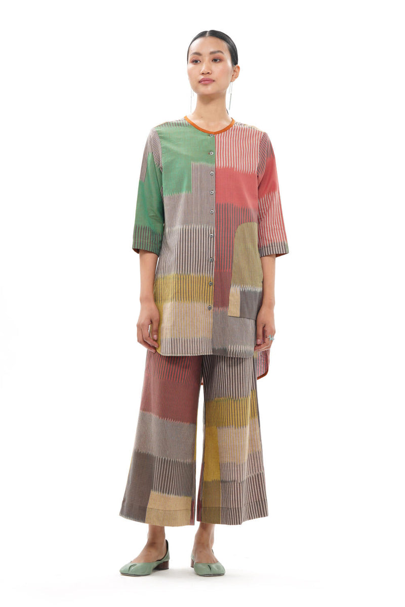 OCHA CLASSIC TUNIC 100% cotton by Translate - Handwoven Ikat in yellow color for women Worldwide