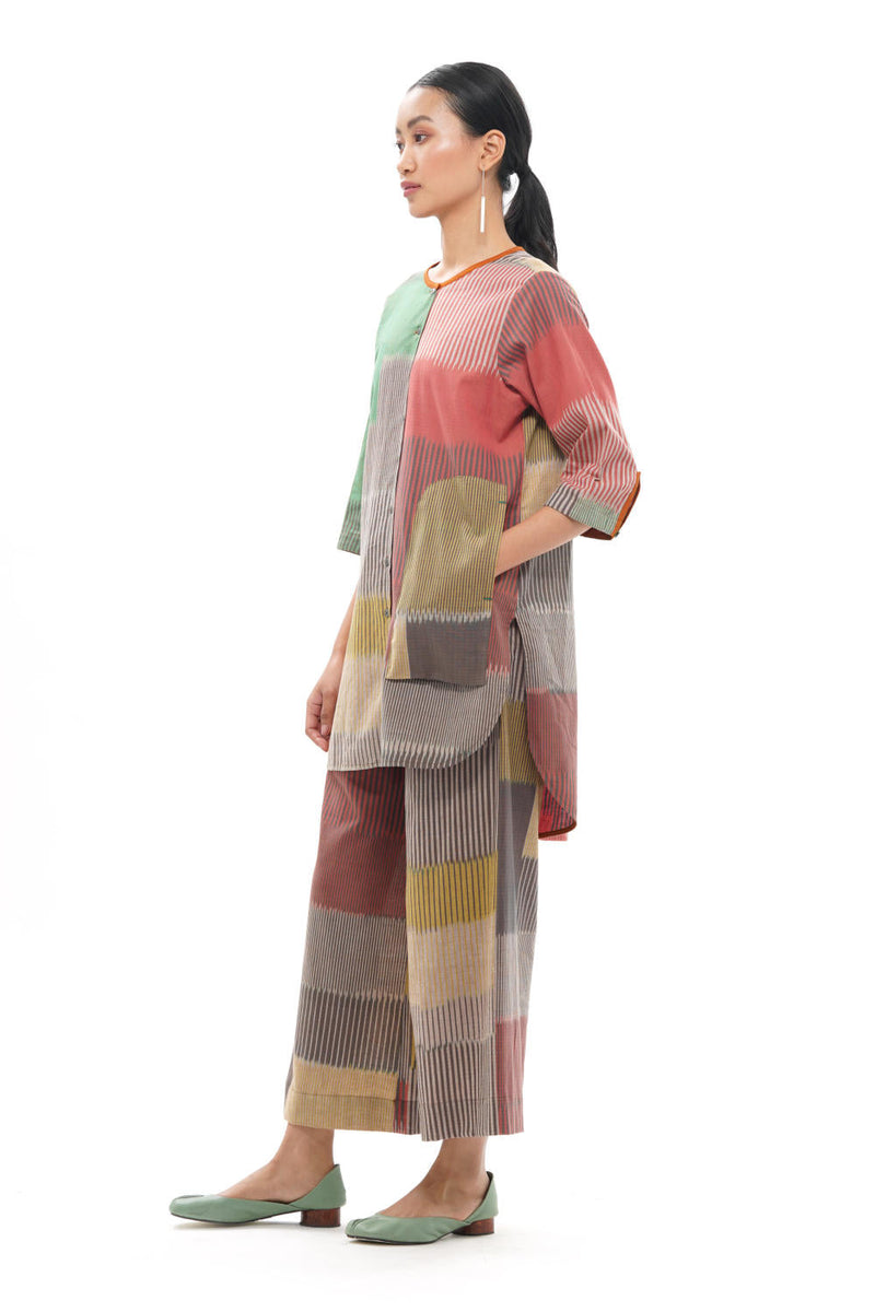 OCHA CLASSIC TUNIC 100% cotton by Translate - Handwoven Ikat in yellow color for women Worldwide